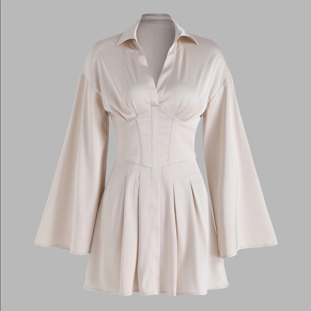 Cider Satin Bell sleeve corset dress - size S